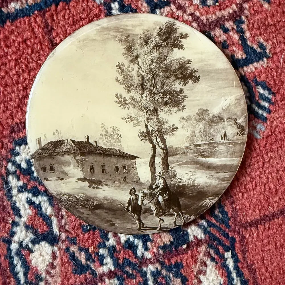 RARE Vintage Round Coasters Sepia Scenes‎ of Antiquity Set of 4 CLEAN CONDITION